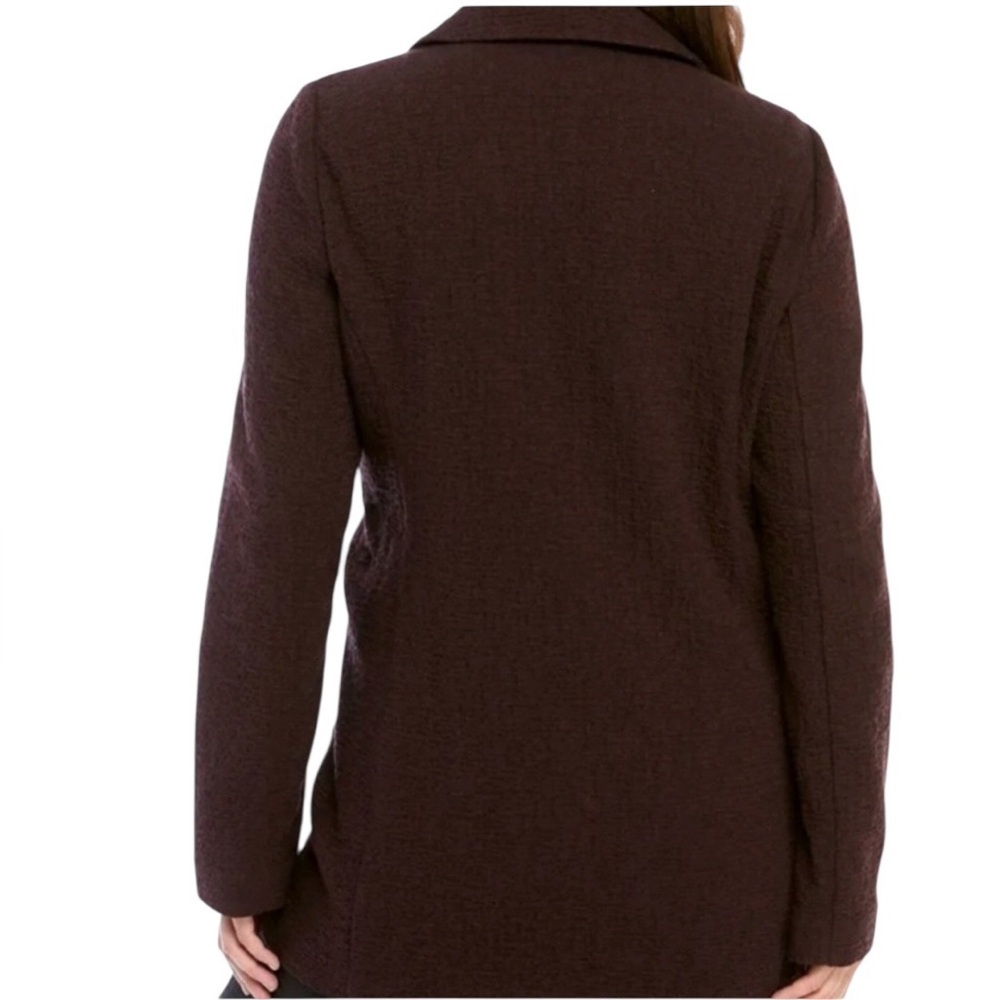 Eileen Fisher Cassis Crosshatch Tencel Open Front Notch Collar Plum Jacket 2X - Picture 3 of 14
